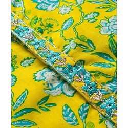 Babyhug Cotton Woven Full Sleeves Kurta Dhoti Set with Floral Print - Yellow