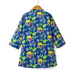 Babyhug Cotton Woven Full Sleeves Kurta Dhoti Set Floral Print - Blue