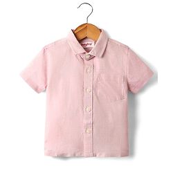 Babyhug Woven Half Sleeves Solid Shirt & Mundu Set - Plum