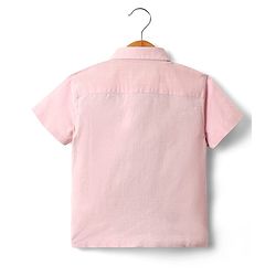 Babyhug Woven Half Sleeves Solid Shirt & Mundu Set - Plum