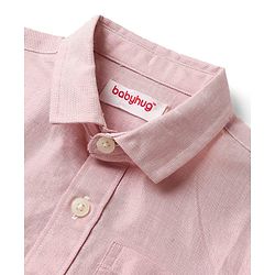 Babyhug Woven Half Sleeves Solid Shirt & Mundu Set - Plum