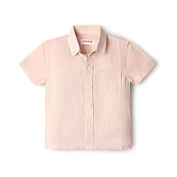 Babyhug Woven Half Sleeves Solid Shirt & Mundu Set - Peach