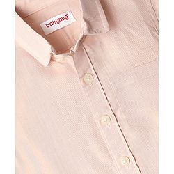 Babyhug Woven Half Sleeves Solid Shirt & Mundu Set - Peach