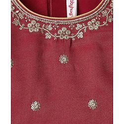 Babyhug Woven Half Sleeves Lehenga Choli With Dupatta Set Embroidery & Sequin - Maroon