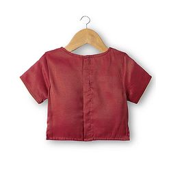 Babyhug Woven Half Sleeves Lehenga Choli With Dupatta Set Embroidery & Sequin - Maroon