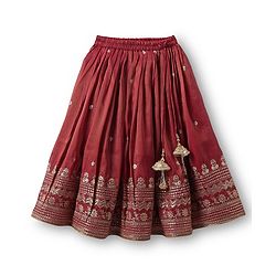Babyhug Woven Half Sleeves Lehenga Choli With Dupatta Set Embroidery & Sequin - Maroon