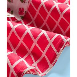 Babyhug 100% Cotton Sleeveless Floral Cambric Printed Lehenga & Choli Set With Dupatta - Pink & White