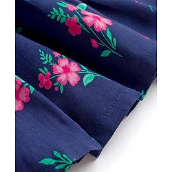 Babyhug Cotton Woven Half Sleeves Frock with Floral Print - Navy Blue