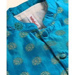 Babyhug Woven Full Sleeves Embroidered Kurta Pajama Set With Brocade Jacket - White