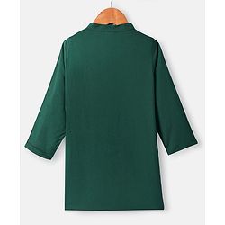 Babyhug Woven Full Sleeves Kurta Pajama Set With Printed Jacket - Green