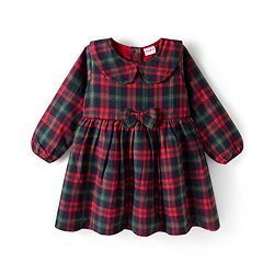 Babyhug Cotton Woven Full Sleeves Checkered Tiered Frock With Legging & Teddy Sling  - Red