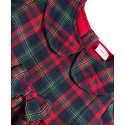 Babyhug Cotton Woven Full Sleeves Checkered Tiered Frock With Legging & Teddy Sling  - Red
