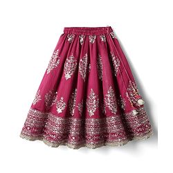 Babyhug Woven Frill Sleeves Choli Lehenga With Dupatta Set & Floral Embroidered - Maroon