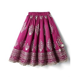 Babyhug Woven Frill Sleeves Choli Lehenga With Dupatta Set & Floral Embroidered - Maroon