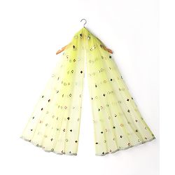 Babyhug Woven Puffed Sleeves Choli Lehenga & Dupatta Set With Mirror Embriodery - Yellow