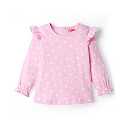 Babyhug Cotton Woven Frock with Full Sleeves Heart Printed Top & Bunny Embroidery - Blue