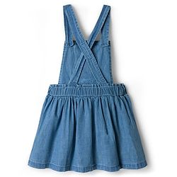 Babyhug Cotton Woven Frock with Full Sleeves Heart Printed Top & Bunny Embroidery - Blue