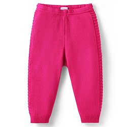 Babyhug Sweater Knit Full Length Woollen Solid Colour Bottom - Dark Pink