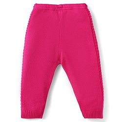 Babyhug Sweater Knit Full Length Woollen Solid Colour Bottom - Dark Pink