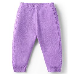 Babyhug Sweater Knit Full Length Woollen Solid Colour Bottom - Lavender