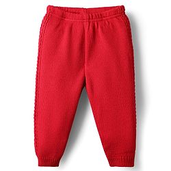 Babyhug Knit Full Length Solid Colour Woollen Pant - Red