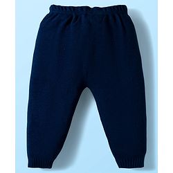 Babyhug Knitted Full Sleeves Sweater Set With Teddy Bear Patch - Red Navy Blue & White