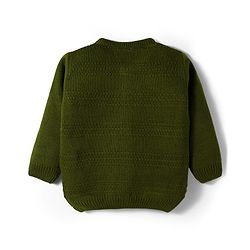 Babyhug Knit Full Sleeves Solid Color Front Open Sweater Set - Green