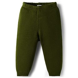 Babyhug Knit Full Sleeves Solid Color Front Open Sweater Set - Green