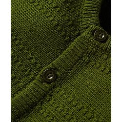 Babyhug Knit Full Sleeves Solid Color Front Open Sweater Set - Green