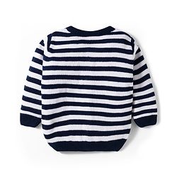 Babyhug Knit Full Sleeves Sweater  Set With Stripes - Navy Blue