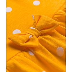 Babyhug Cotton Knit Half Sleeves Frock With Bloomer With Polka Dot - Yellow