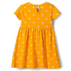 Babyhug Cotton Knit Half Sleeves Frock With Bloomer With Polka Dot - Yellow