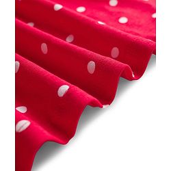 Babyhug Cotton Knit Half Sleeves Polka Dot Printed Frock With Bow Applique & Bloomer - Red