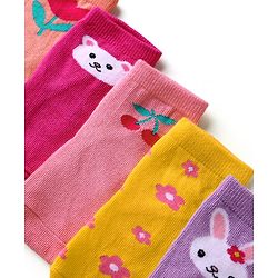 Cute Walk by Babyhug Knit Ankle Length Antibacterial Socks With Floral & Animal Design Pack Of 5 - Multicolour