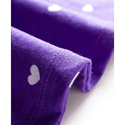 Babyhug Cotton Knit Half Sleeves Frock With Heart Print & Bloomer - Purple
