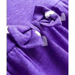 Babyhug Cotton Knit Half Sleeves Frock With Heart Print & Bloomer - Purple