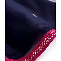 Babyhug Woven Sleeveless Choli Lehenga & Dupatta Set With Sequin Embriodery - Navy Blue