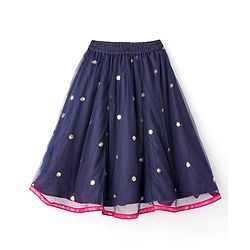 Babyhug Woven Sleeveless Choli Lehenga & Dupatta Set With Sequin Embriodery - Navy Blue