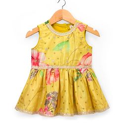 Babyhug Woven Sleeveless Choli Lehenga & Dupatta Set With Digital Printed & Embriodery - Yellow