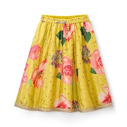 Babyhug Woven Sleeveless Choli Lehenga & Dupatta Set With Digital Printed & Embriodery - Yellow