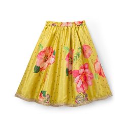 Babyhug Woven Sleeveless Choli Lehenga & Dupatta Set With Digital Printed & Embriodery - Yellow