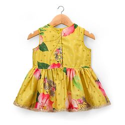 Babyhug Woven Sleeveless Choli Lehenga & Dupatta Set With Digital Printed & Embriodery - Yellow