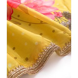 Babyhug Woven Sleeveless Choli Lehenga & Dupatta Set With Digital Printed & Embriodery - Yellow