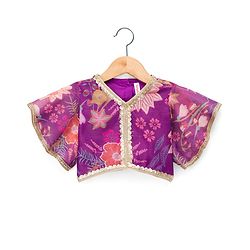 Babyhug Woven Half Sleeves Digital Printed With Embroidered Choli Lehenga & Dupatta Set - Purple