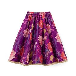Babyhug Woven Half Sleeves Digital Printed With Embroidered Choli Lehenga & Dupatta Set - Purple