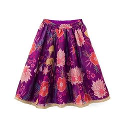 Babyhug Woven Half Sleeves Digital Printed With Embroidered Choli Lehenga & Dupatta Set - Purple