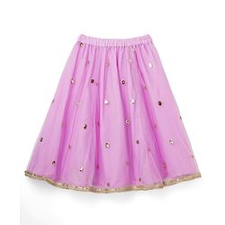 Babyhug Woven Sleeveless Choli Lehenga & Dupatta Set With Sequin Detailing - Lavender