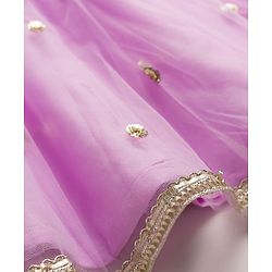 Babyhug Woven Sleeveless Choli Lehenga & Dupatta Set With Sequin Detailing - Lavender