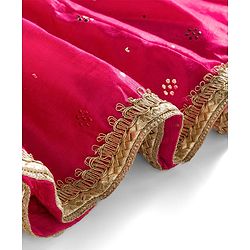 Babyhug Woven Sleeveless Choli Lehenga & Dupatta Set With Foil Print - Fuschia