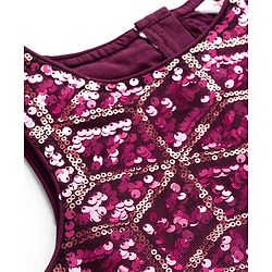 Babyhug Woven Sleeveless Embroidered Blouse With Glass Nylon Solid Saree - Wine